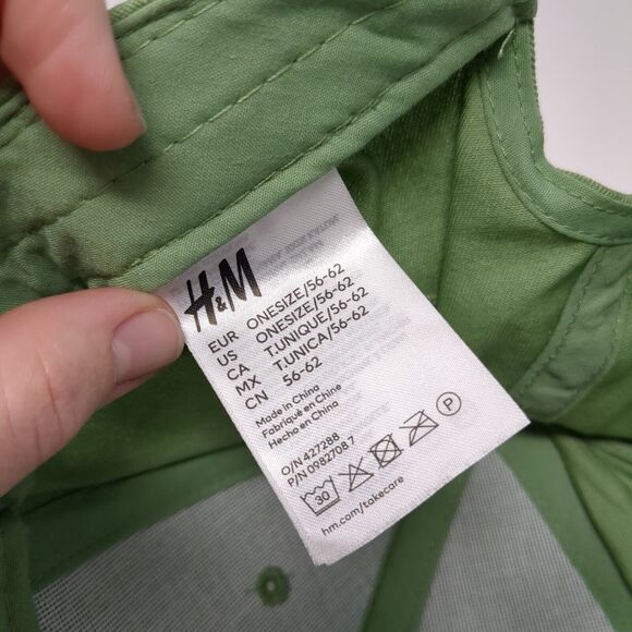 H&M Slideback Hat Solid Green One Size Adjustable Blank 6 Panel - Picture 8 of 9
